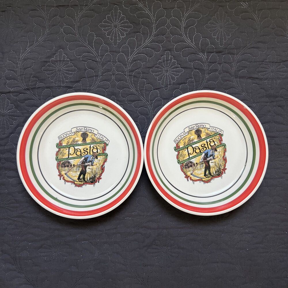 HIMARK Vintage Buona San Remo Italia 8 1/4" Pasta Bowls Lot of 2 Made in Italy